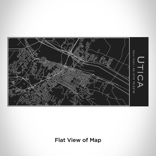 Rendered View of Utica New York Map Engraving on 17oz Stainless Steel Insulated Cola Bottle in Black