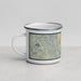 Left View Custom Vacaville California Map Enamel Mug in Woodblock