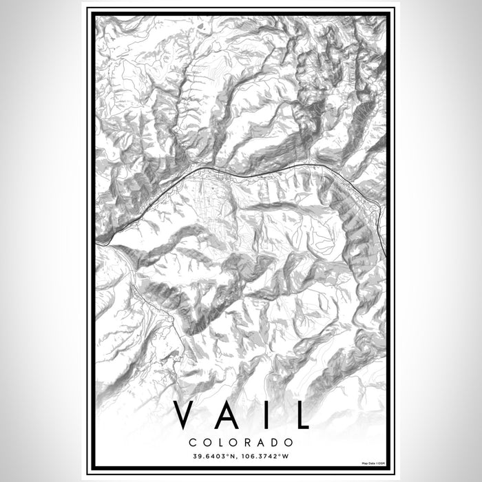 Vail Colorado Map Print Portrait Orientation in Classic Style With Shaded Background