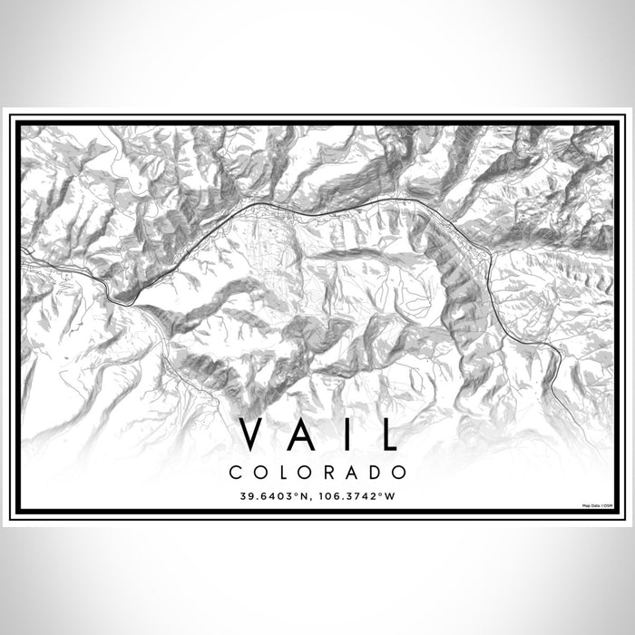 Vail Colorado Map Print Landscape Orientation in Classic Style With Shaded Background