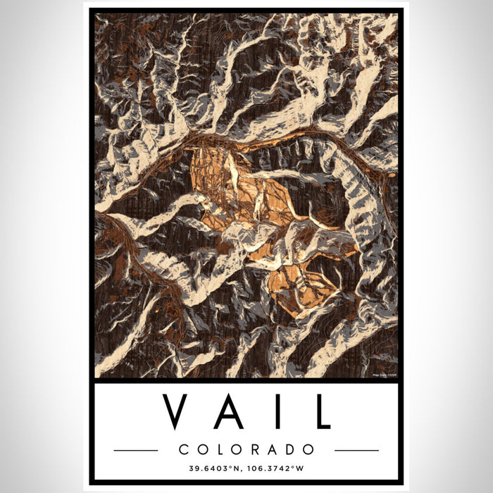 Vail Colorado Map Print Portrait Orientation in Ember Style With Shaded Background
