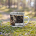 Right View Custom Vail Colorado Map Enamel Mug in Ember on Grass With Trees in Background