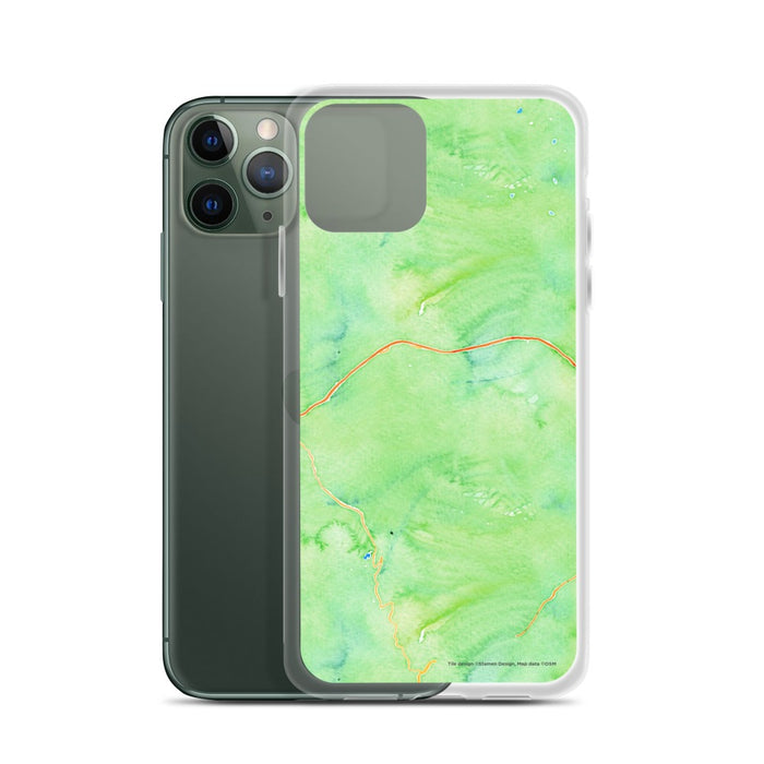 Custom Vail Colorado Map Phone Case in Watercolor on Table with Laptop and Plant