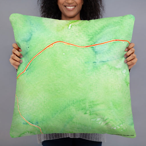 Person holding 22x22 Custom Vail Colorado Map Throw Pillow in Watercolor