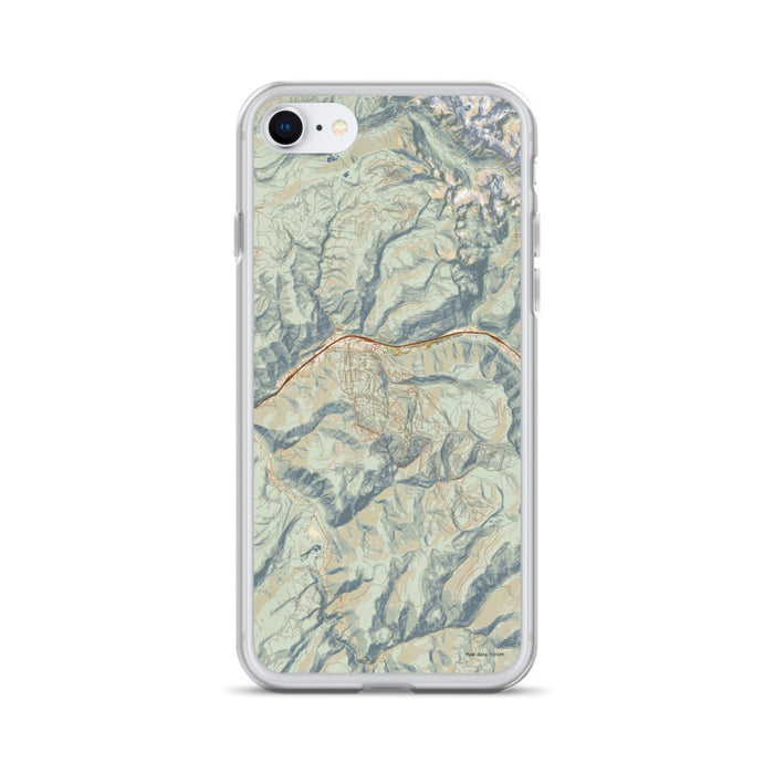 Custom Vail Colorado Map iPhone SE Phone Case in Woodblock