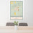 24x36 Valentine Nebraska Map Print Portrait Orientation in Woodblock Style Behind 2 Chairs Table and Potted Plant