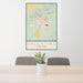24x36 Valentine Nebraska Map Print Portrait Orientation in Woodblock Style Behind 2 Chairs Table and Potted Plant