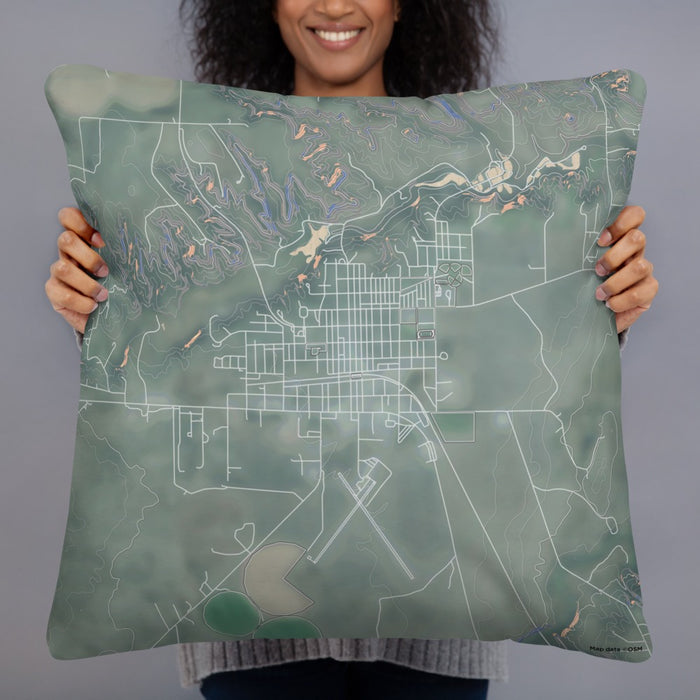 Person holding 22x22 Custom Valentine Nebraska Map Throw Pillow in Afternoon