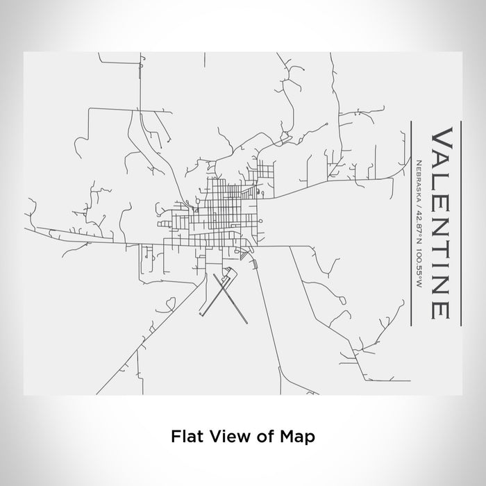 Rendered View of Valentine Nebraska Map Engraving on 20oz Stainless Steel Insulated Bottle with Bamboo Top in White