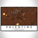 Valentine Nebraska Map Print Landscape Orientation in Ember Style With Shaded Background