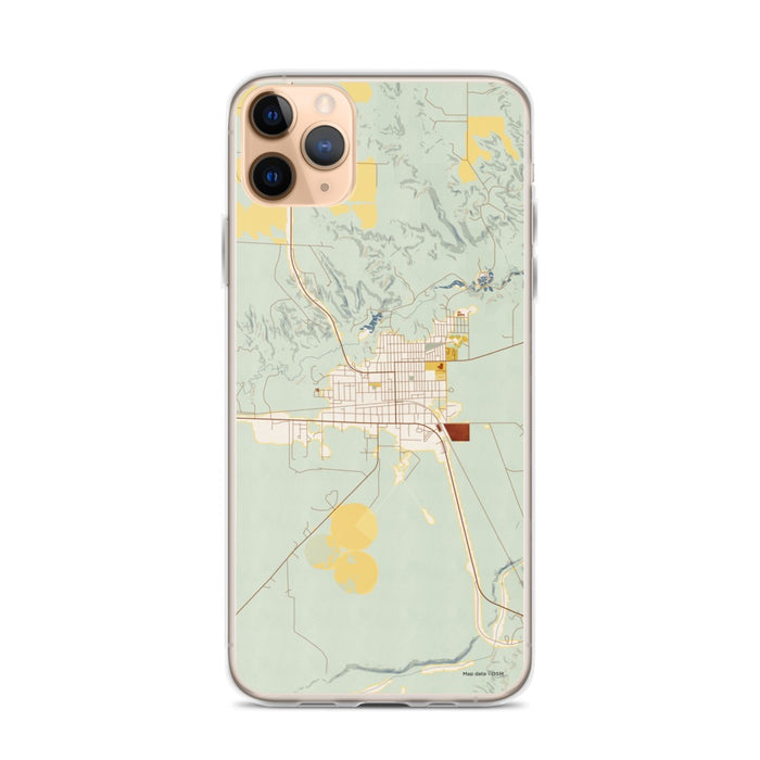 Custom iPhone 11 Pro Max Valentine Nebraska Map Phone Case in Woodblock