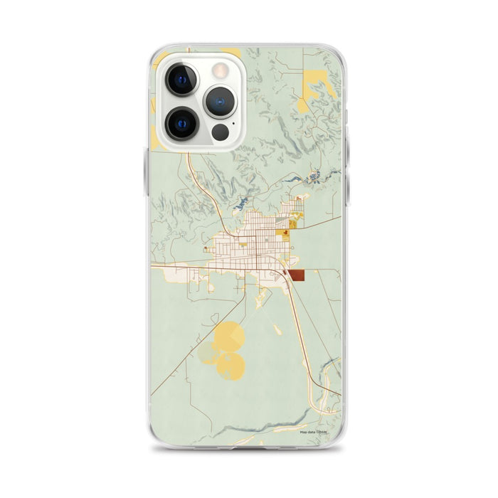 Custom iPhone 12 Pro Max Valentine Nebraska Map Phone Case in Woodblock