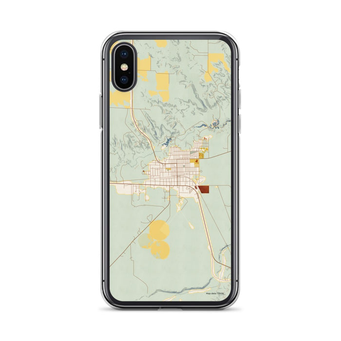 Custom iPhone X/XS Valentine Nebraska Map Phone Case in Woodblock