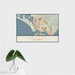 16x24 Vallejo California Map Print Landscape Orientation in Woodblock Style With Tropical Plant Leaves in Water