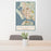 24x36 Vallejo California Map Print Portrait Orientation in Woodblock Style Behind 2 Chairs Table and Potted Plant