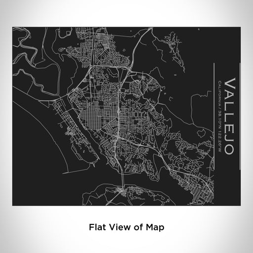 Rendered View of Vallejo California Map Engraving on 20oz Stainless Steel Insulated Bottle with Bamboo Top in Black