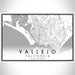 Vallejo California Map Print Landscape Orientation in Classic Style With Shaded Background