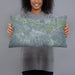 Person holding 20x12 Custom Valley Mills Texas Map Throw Pillow in Afternoon