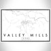 Valley Mills Texas Map Print Landscape Orientation in Classic Style With Shaded Background