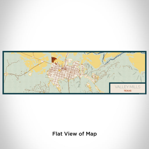 Flat View of Map Custom Valley Mills Texas Map Enamel Mug in Woodblock