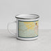 Left View Custom Valley Mills Texas Map Enamel Mug in Woodblock