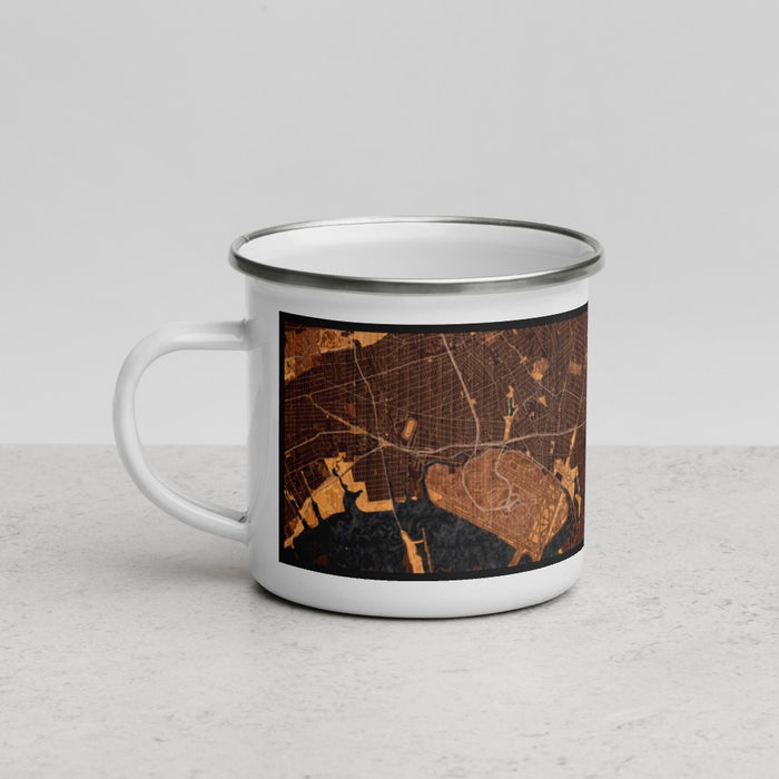 Left View Custom Valley Stream New York Map Enamel Mug in Ember