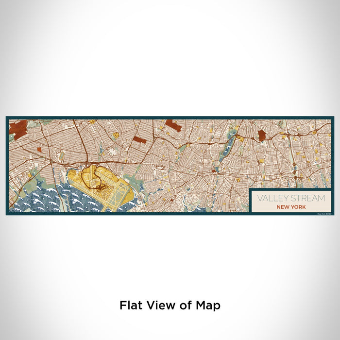 Flat View of Map Custom Valley Stream New York Map Enamel Mug in Woodblock