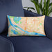 Custom Vancouver Washington Map Throw Pillow in Watercolor on Blue Colored Chair