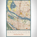 Vancouver Washington Map Print Portrait Orientation in Woodblock Style With Shaded Background
