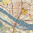 Vancouver Washington Map Print in Woodblock Style Zoomed In Close Up Showing Details