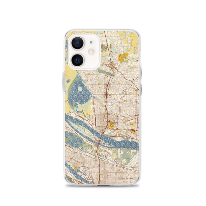 Custom Vancouver Washington Map iPhone 12 Phone Case in Woodblock