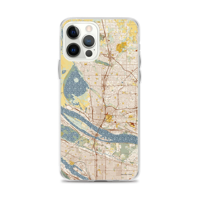 Custom Vancouver Washington Map iPhone 12 Pro Max Phone Case in Woodblock