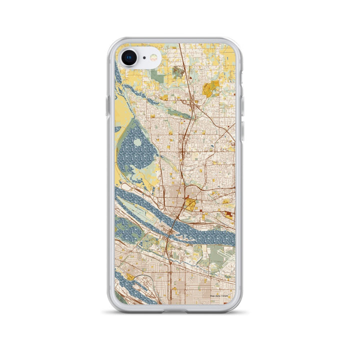 Custom Vancouver Washington Map iPhone SE Phone Case in Woodblock