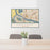 24x36 Vancouver Washington Map Print Landscape Orientation in Woodblock Style Behind 2 Chairs Table and Potted Plant