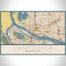Vancouver Washington Map Print Landscape Orientation in Woodblock Style With Shaded Background