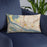 Custom Vancouver Washington Map Throw Pillow in Woodblock on Blue Colored Chair