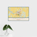 16x24 Vergennes Vermont Map Print Landscape Orientation in Woodblock Style With Tropical Plant Leaves in Water