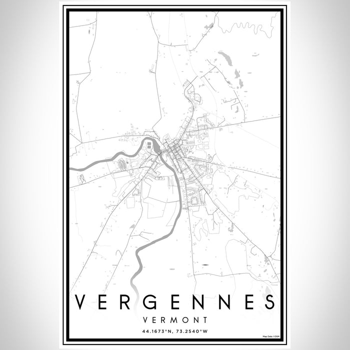 Vergennes Vermont Map Print Portrait Orientation in Classic Style With Shaded Background