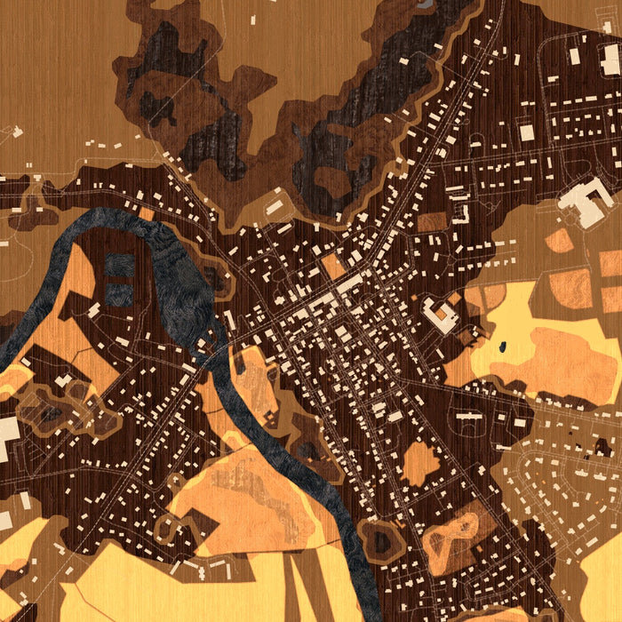 Vergennes Vermont Map Print in Ember Style Zoomed In Close Up Showing Details