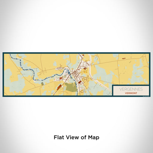 Flat View of Map Custom Vergennes Vermont Map Enamel Mug in Woodblock