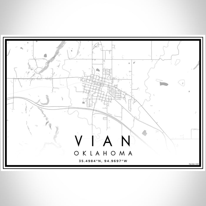 Vian Oklahoma Map Print Landscape Orientation in Classic Style With Shaded Background