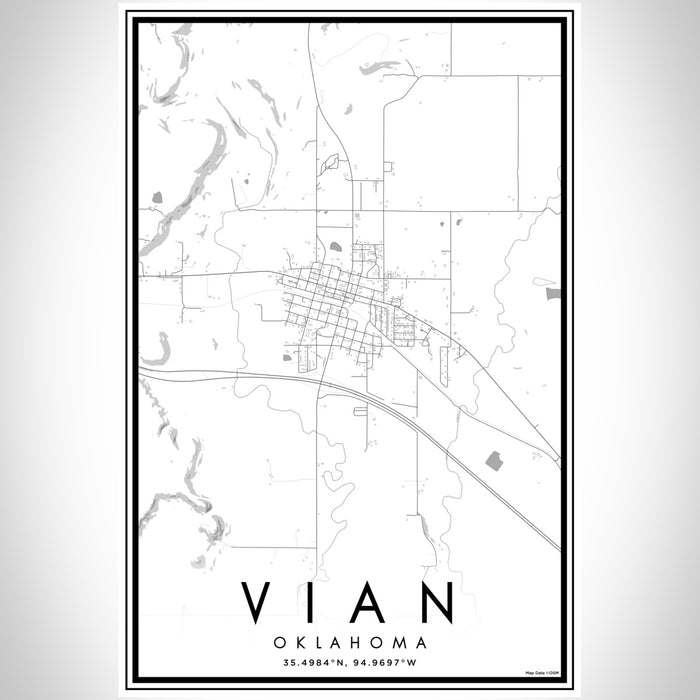 Vian Oklahoma Map Print Portrait Orientation in Classic Style With Shaded Background