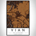 Vian Oklahoma Map Print Portrait Orientation in Ember Style With Shaded Background