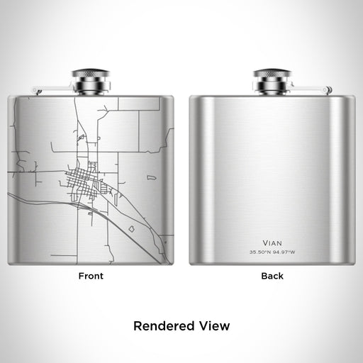 Rendered View of Vian Oklahoma Map Engraving on 6oz Stainless Steel Flask