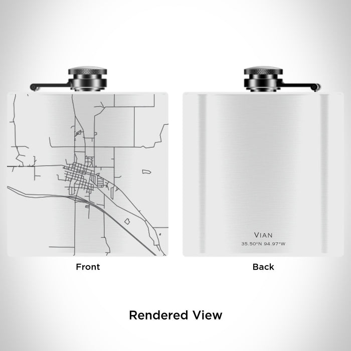 Rendered View of Vian Oklahoma Map Engraving on 6oz Stainless Steel Flask in White