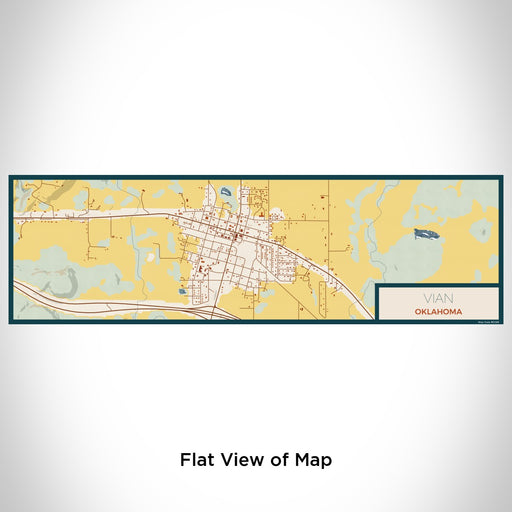 Flat View of Map Custom Vian Oklahoma Map Enamel Mug in Woodblock