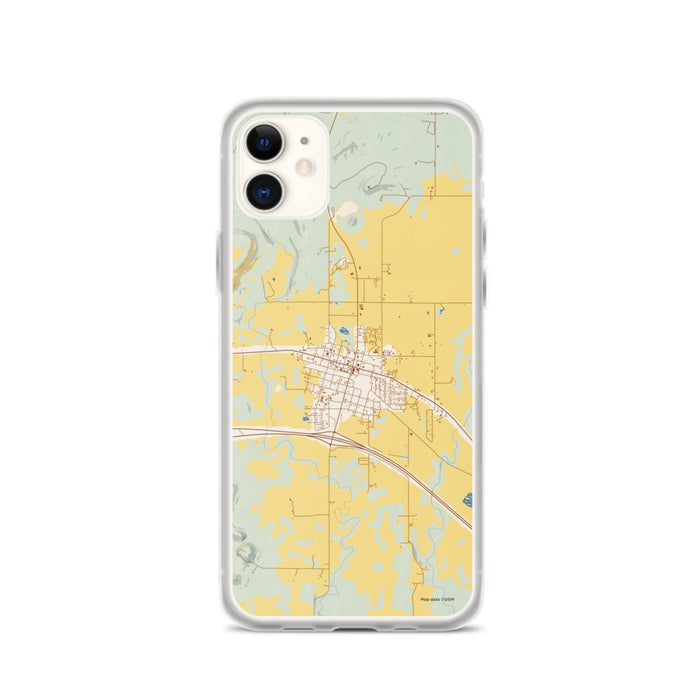 Custom iPhone 11 Vian Oklahoma Map Phone Case in Woodblock