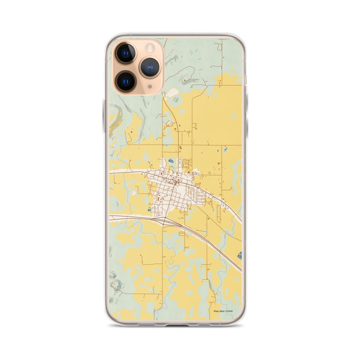 Custom iPhone 11 Pro Max Vian Oklahoma Map Phone Case in Woodblock