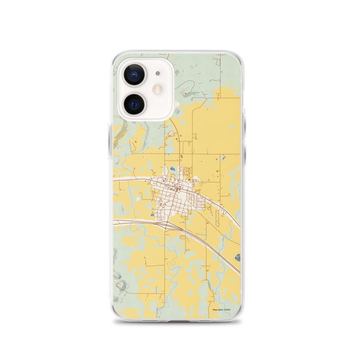 Custom iPhone 12 Vian Oklahoma Map Phone Case in Woodblock