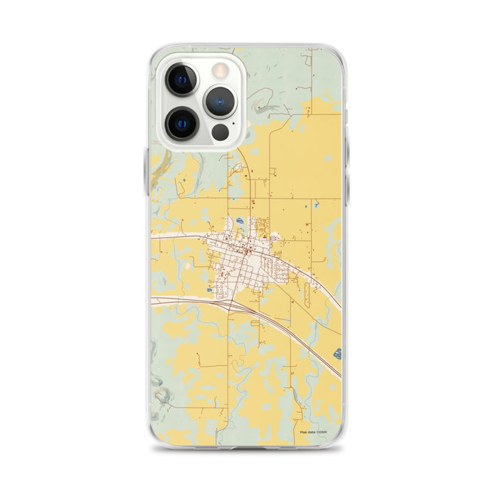 Custom iPhone 12 Pro Max Vian Oklahoma Map Phone Case in Woodblock